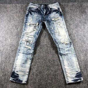 Decibel Jeans Mens 30x32 Skinny Distressed Paint Splatter Denim